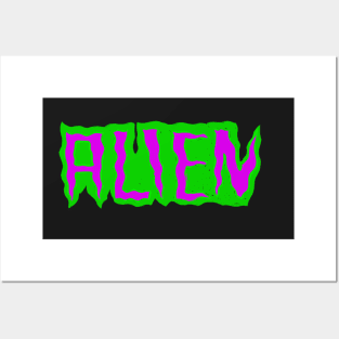 Alien Neon green gooey T-shirt Posters and Art